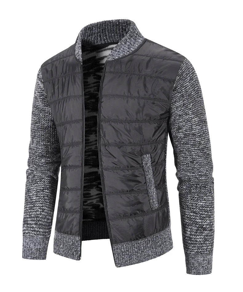 Giacca Uomo Invernale Spessa In Pile Con Zip Intera Antivento Collo A O In Maglia Calda