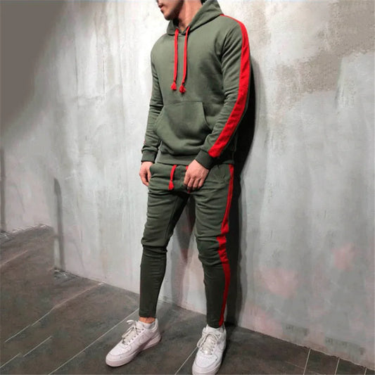 Set Allenamento Uomo 2 Pezzi Tuta Sportiva Autunno 2024 Felpa Con Cappuccio Pantaloni Running