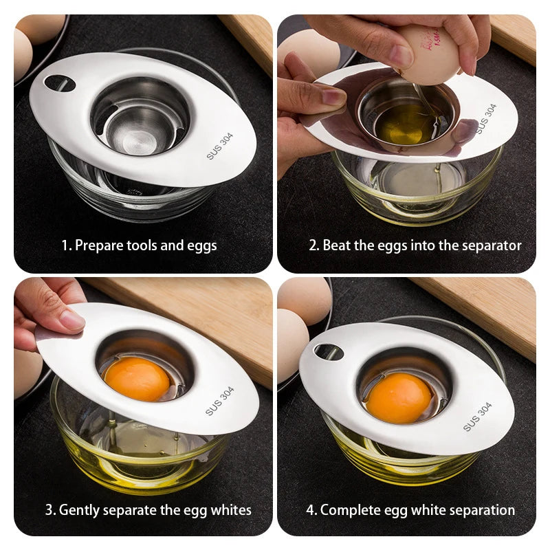 Separatore Di Albume In Acciaio Inossidabile Con Imbuto E Cucchiaio Strumento Divisore Per Uova Accessori Da Cucina
