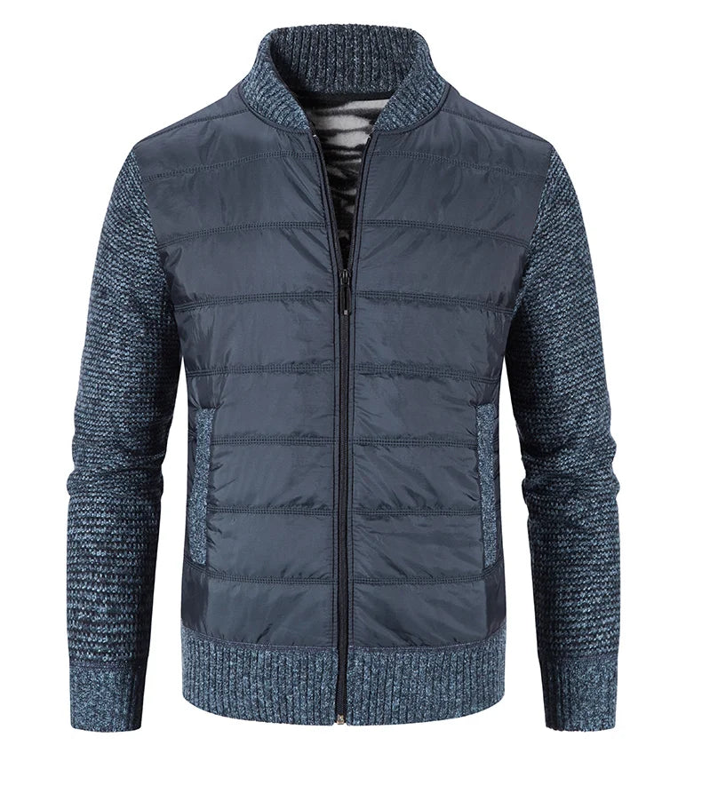 Giacca Uomo Invernale Spessa In Pile Con Zip Intera Antivento Collo A O In Maglia Calda