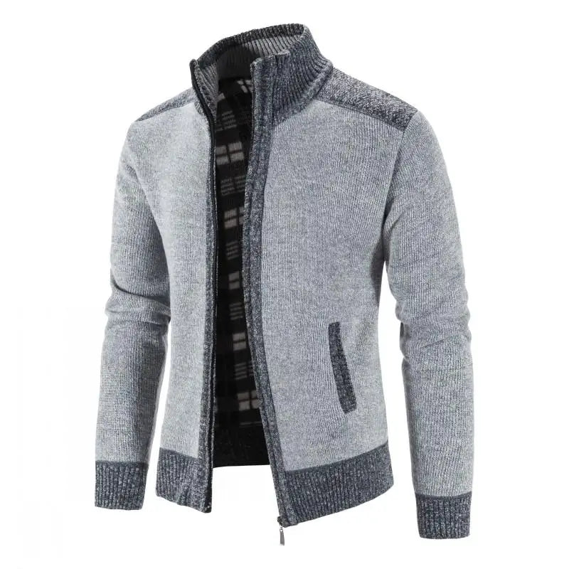 Nuovo Cardigan Patchwork Da Uomo Slim Fit Con Collo Coreano Caldo E Lavorato A Maglia Giacca Invernale