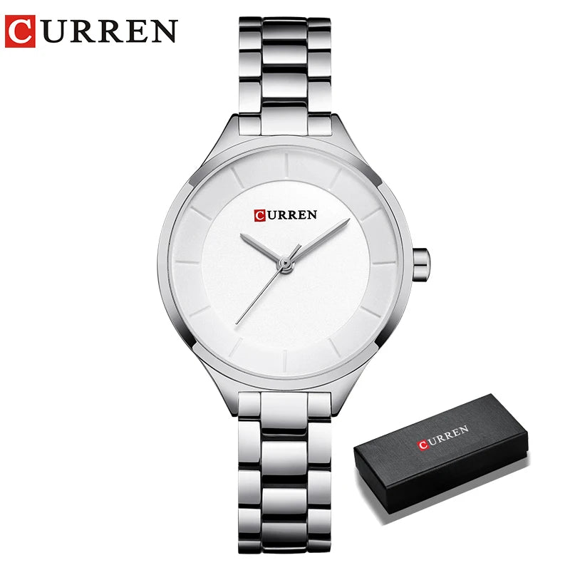 Curren Orologio Da Donna Quarzo Cinturino In Acciaio Inossidabile Resistente All Acqua 34mm Rotondo Modello 9015