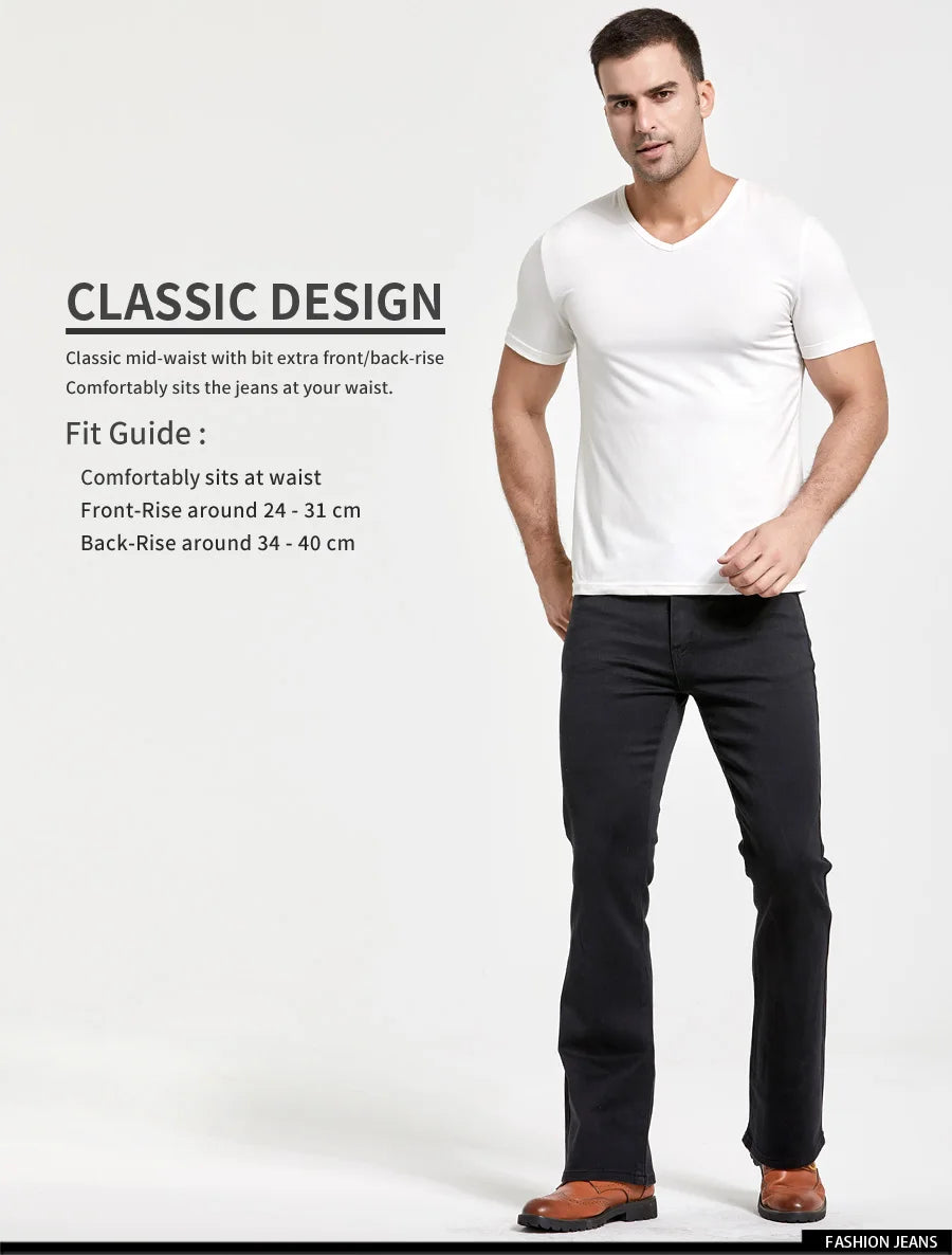 Jeans Da Uomo Con Taglio A Stivale Slim Fit Blu Neri Elasticizzati Denim Classici Firmati