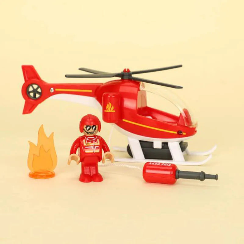 Nuovo Treno Magnetico Per Bambini Con Camion Pompieri Ambulanza Polizia Compatibile Brio In Legno