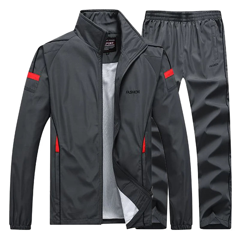 Tuta Sportiva Uomo 2 Pezzi Giacca Con Zip Pantaloni Vita Elastica Allenamento Pallacanestro