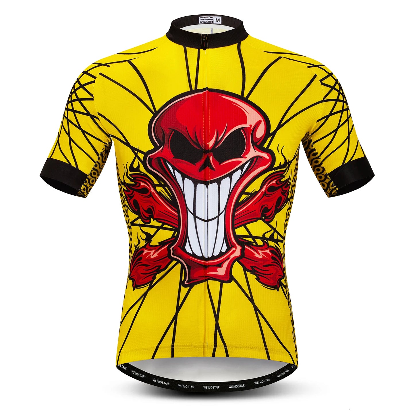 Jersey Da Ciclismo Uomo Skull Traspirante Estate Quick Dry Anti Sudore Riflettente Con Tasche MTB