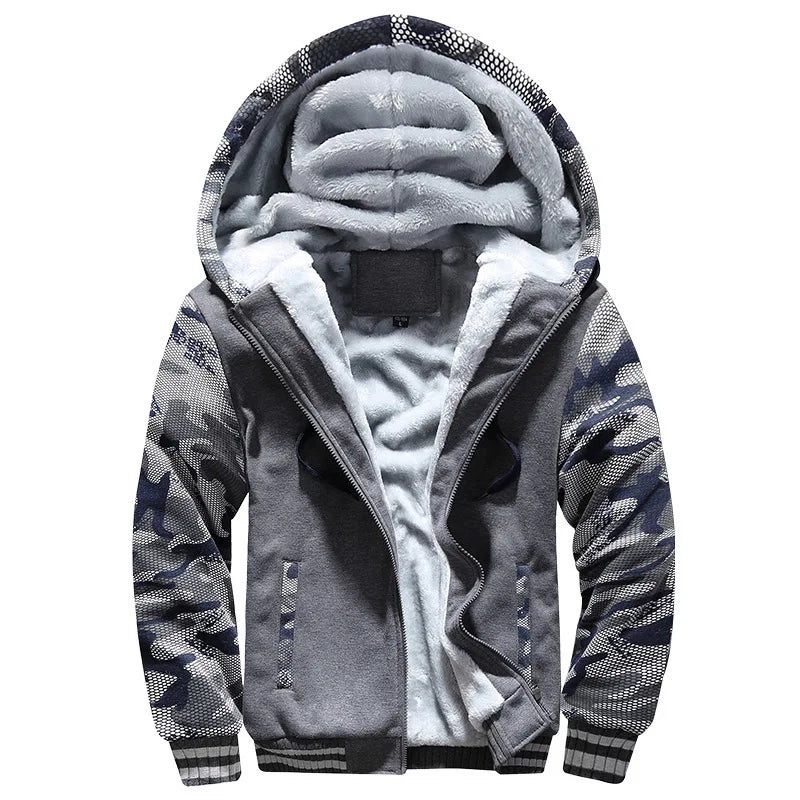Giacca Invernale Da Uomo Camouflage Con Cappuccio In Pile A Manica Lunga Streetwear Abbigliamento Uomo