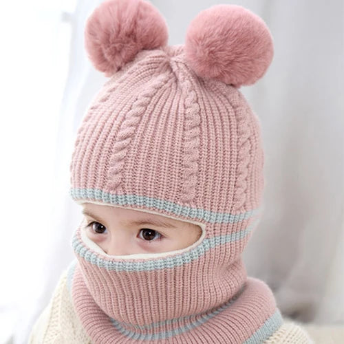 Cappellino Passamontagna Invernale Per Neonati E Bambini Con Fodera In Pile E Orecchie Da Gatto HT073