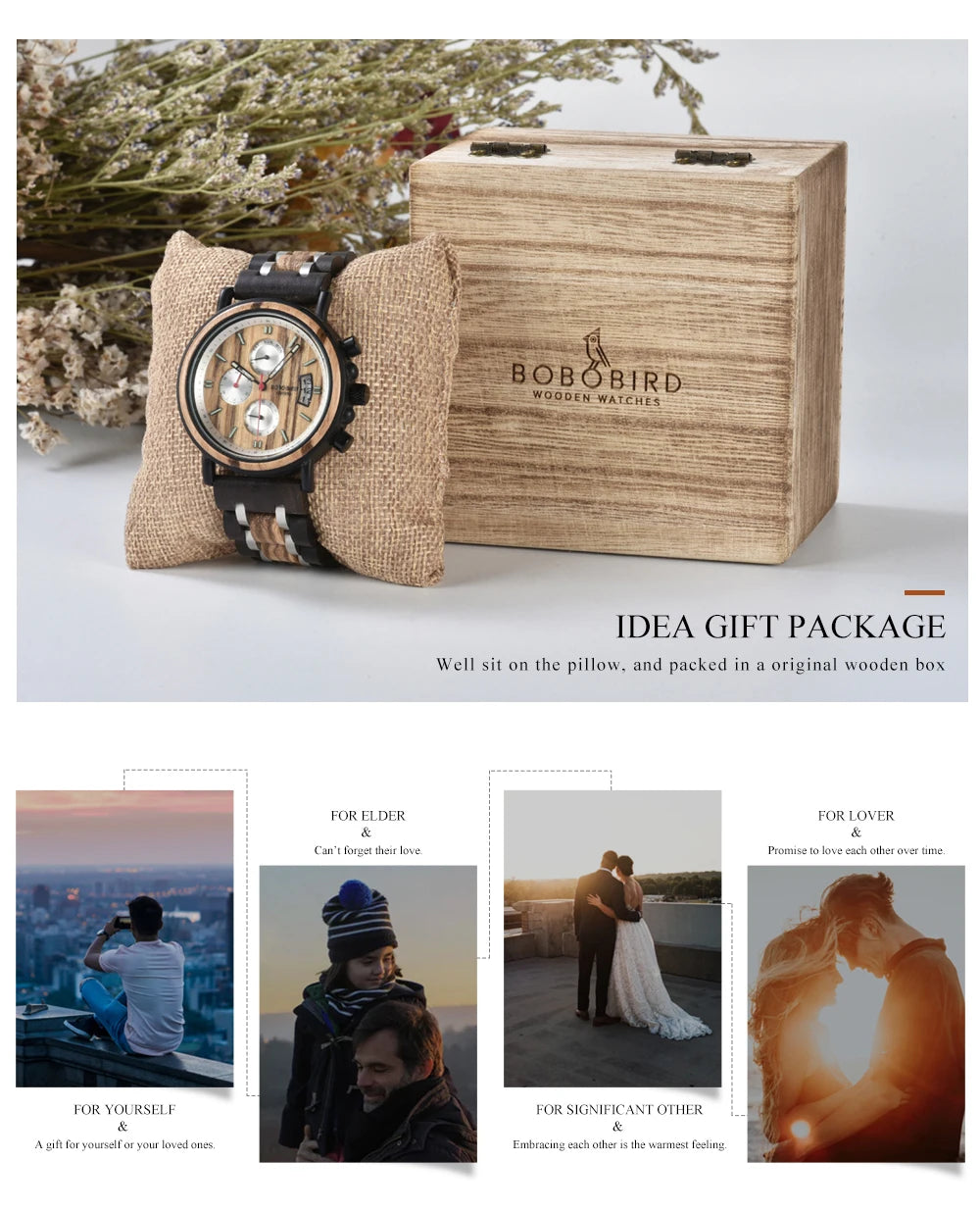 Orologio In Legno Da Uomo Cronografo Luxury Top Brand Elegante Con Scatola Di Legno Logo Personalizzato Regalo Ideale