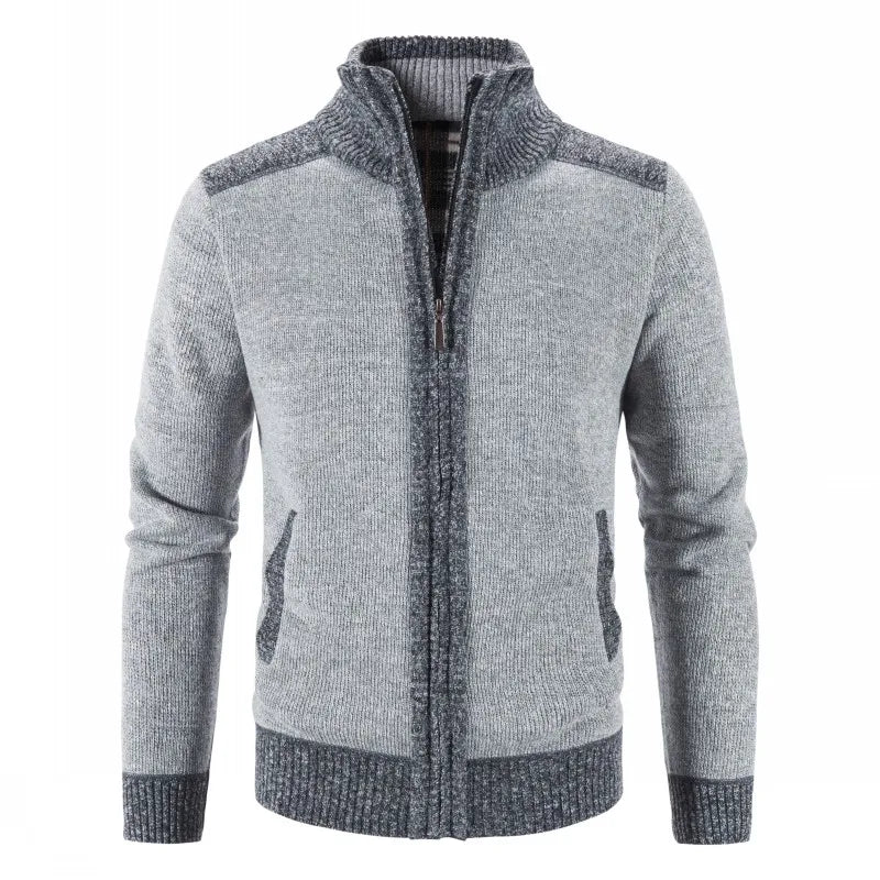 Nuovo Cardigan Patchwork Da Uomo Slim Fit Con Collo Coreano Caldo E Lavorato A Maglia Giacca Invernale