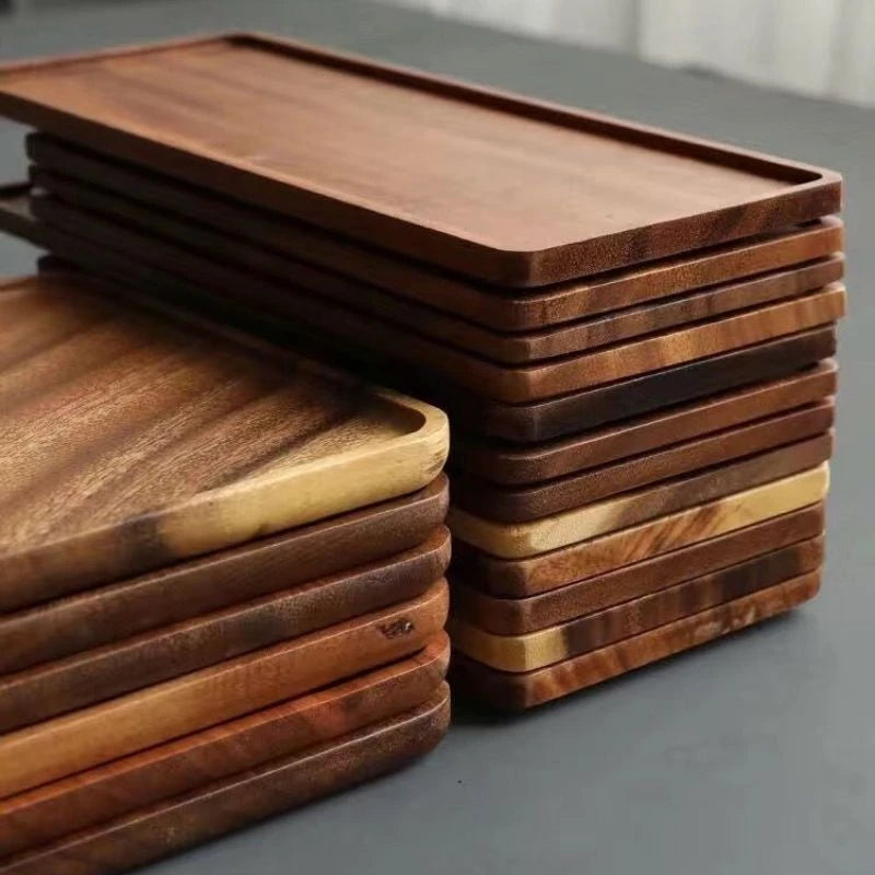 Vassoio In Legno Naturale Rettangolare Per Snack Di Frutta Portata Da Casa E Hotel Decorazione Forniture