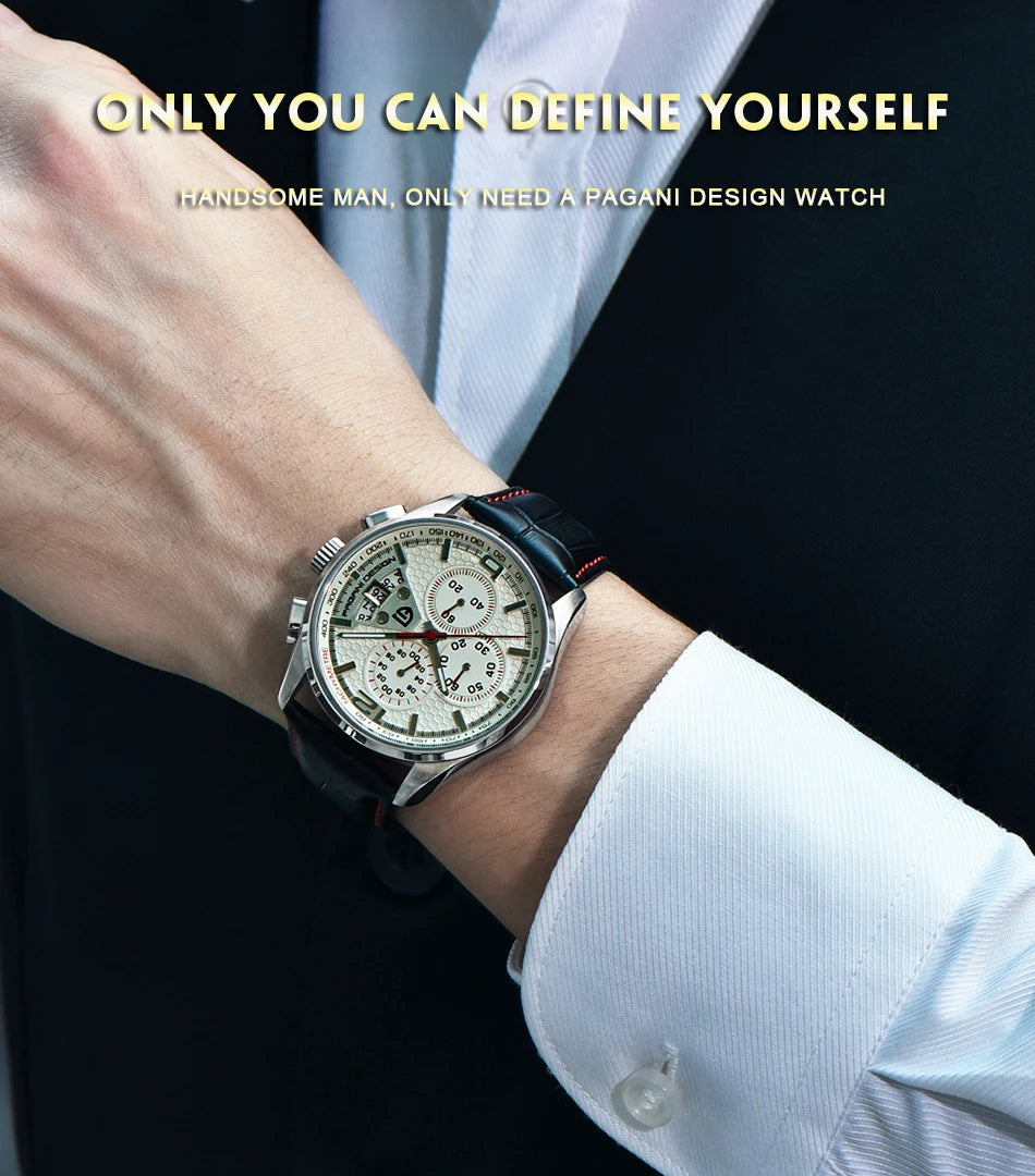 Orologio Da Uomo Pagani Design Cronografo Lusso Sport Quarzo Resistente All Acqua 30m Modello PD 3306