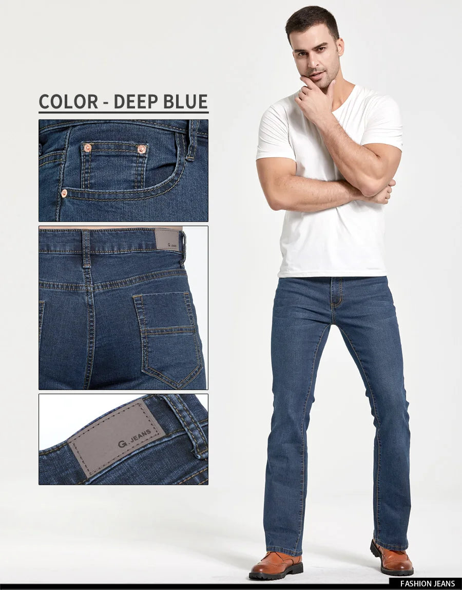 Jeans Da Uomo Con Taglio A Stivale Slim Fit Blu Neri Elasticizzati Denim Classici Firmati