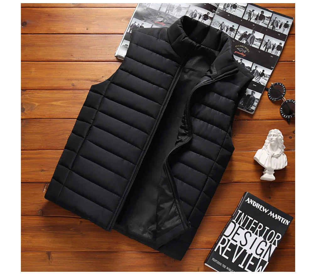 Gilet Senza Maniche Da Uomo Imbottito In Cotone Colletto Alla Coreana Inverno Moda 5XL