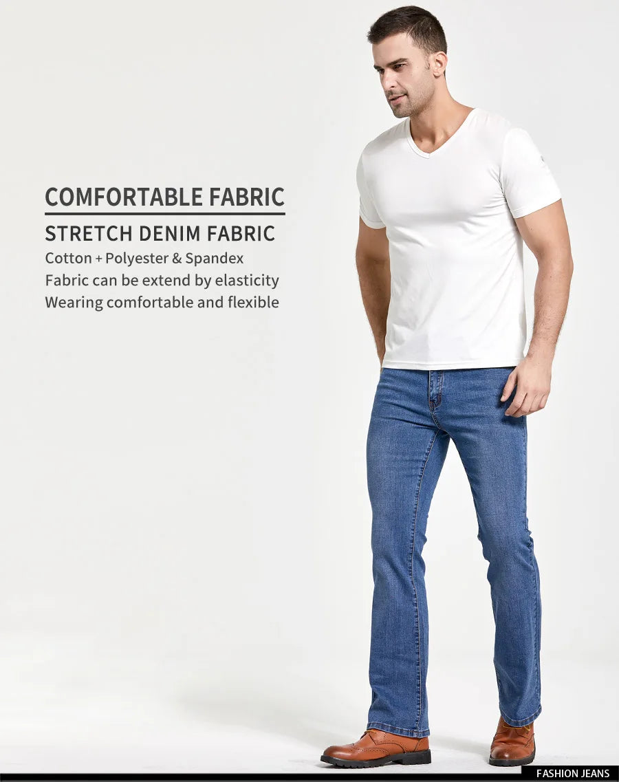 Jeans Da Uomo Con Taglio A Stivale Slim Fit Blu Neri Elasticizzati Denim Classici Firmati