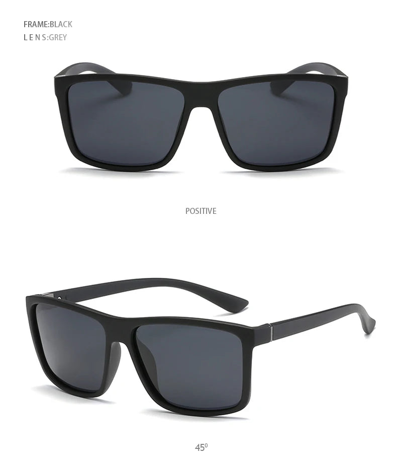 Occhiali Da Sole Polarizzati Quadrati Neri Classici Da Uomo Blu A Specchio Moda Unisex Vintage UV400