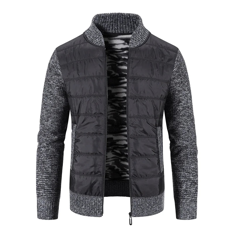 Giacca Uomo Invernale Spessa In Pile Con Zip Intera Antivento Collo A O In Maglia Calda