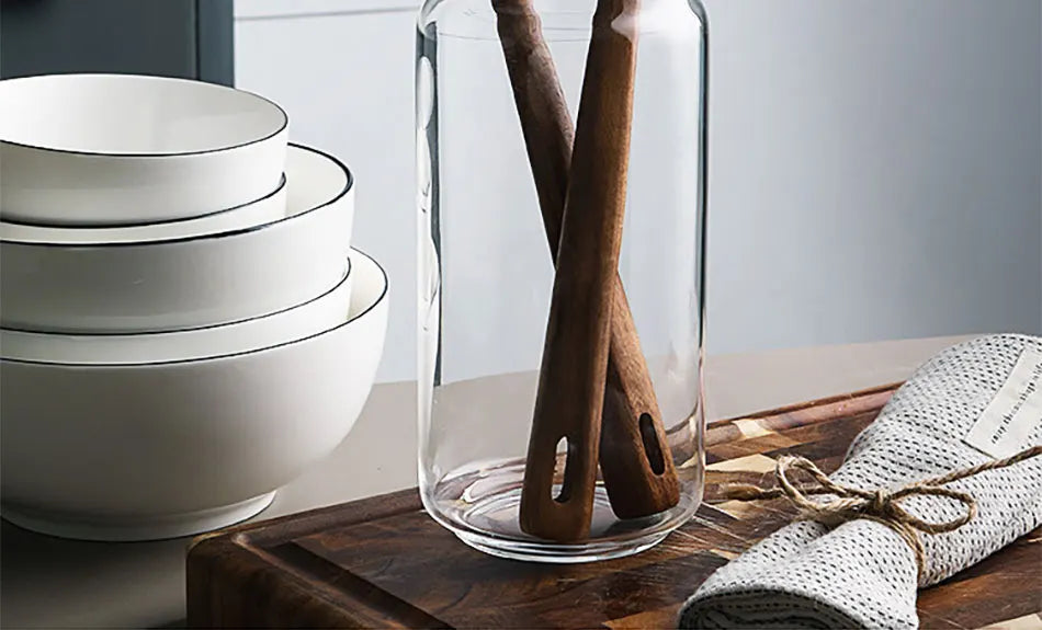 Set Da 5 Pezzi Di Spatole Scanalate In Teak Naturale Per Mescolare Utensili Da Cucina In Legno Resistente Al Calore