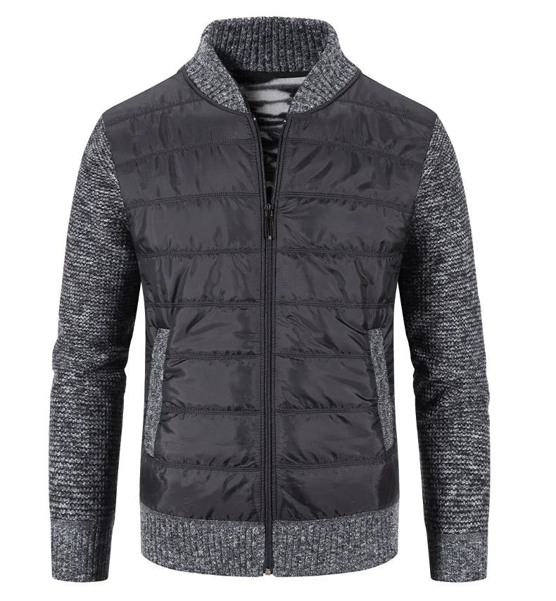 Giacca Uomo Invernale Spessa In Pile Con Zip Intera Antivento Collo A O In Maglia Calda