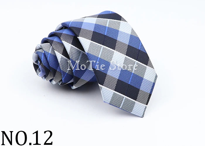 Nuova Cravatta Scozzese Jacquard Da 6 Cm Per Uomo Classiche A Quadri In Poliestere