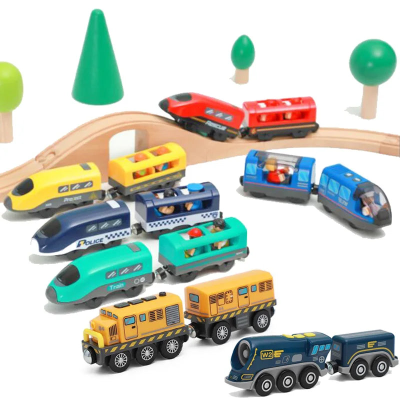 Set Trenini Elettrici Per Ferrovia In Legno Pista Del Treno Regalo Di Natale Per Bambini