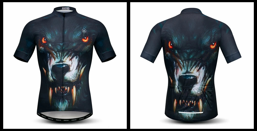 Jersey Da Ciclismo Uomo Skull Traspirante Estate Quick Dry Anti Sudore Riflettente Con Tasche MTB