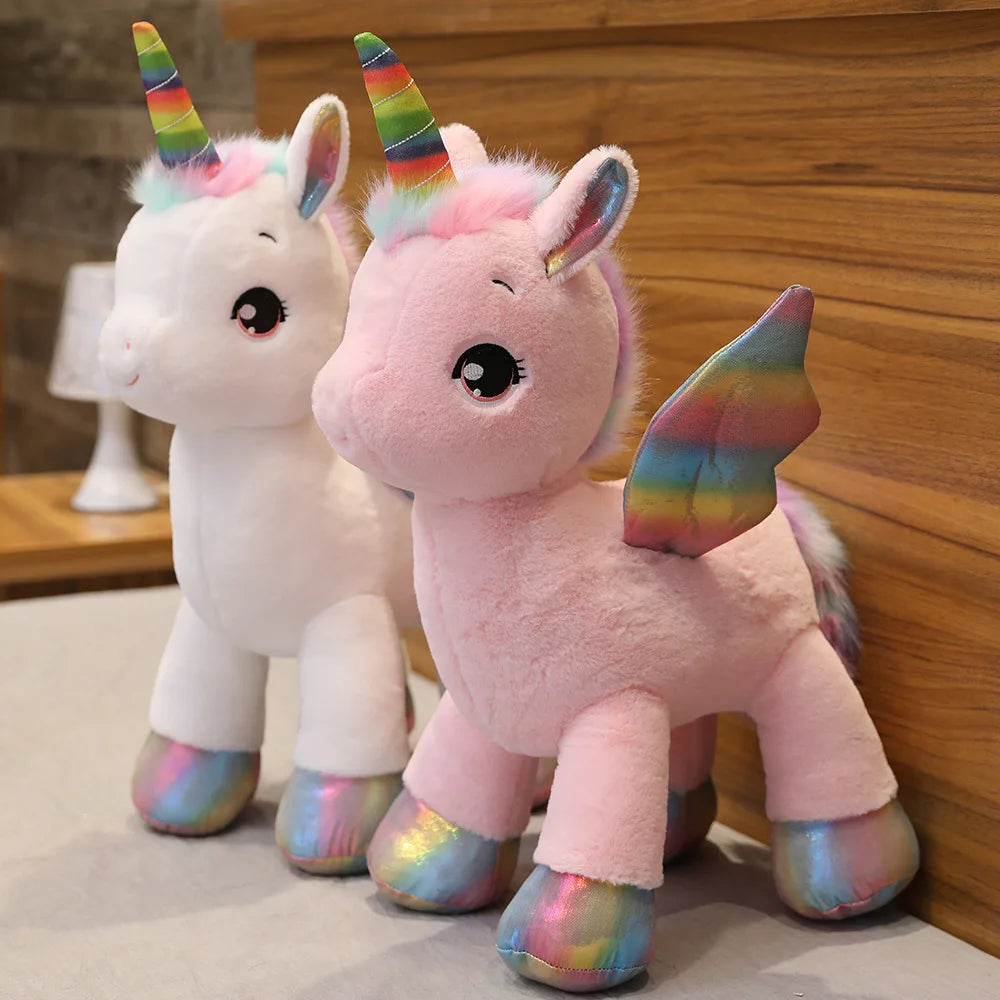 Peluche Unicorno Arcobaleno Con Ali 40 Cm Cuscino Morbido Regalo Per Ragazze Ideale Per Compleanno