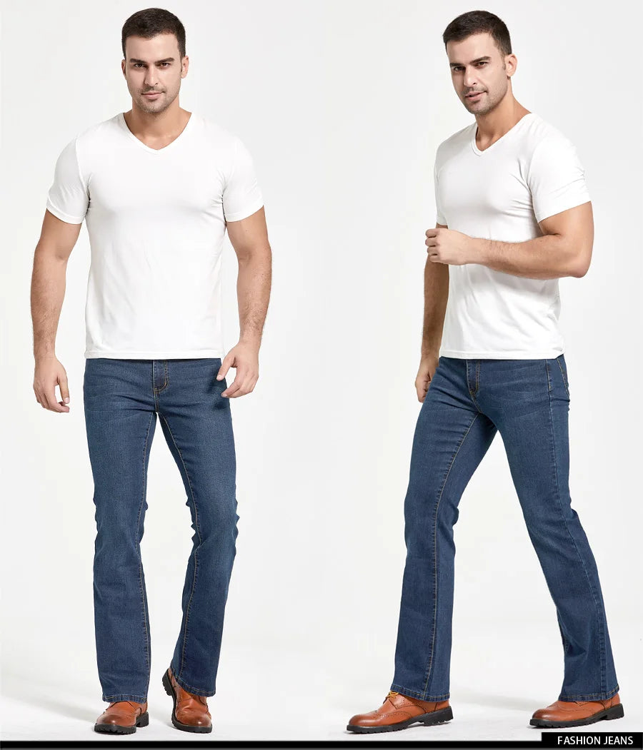 Jeans Da Uomo Con Taglio A Stivale Slim Fit Blu Neri Elasticizzati Denim Classici Firmati