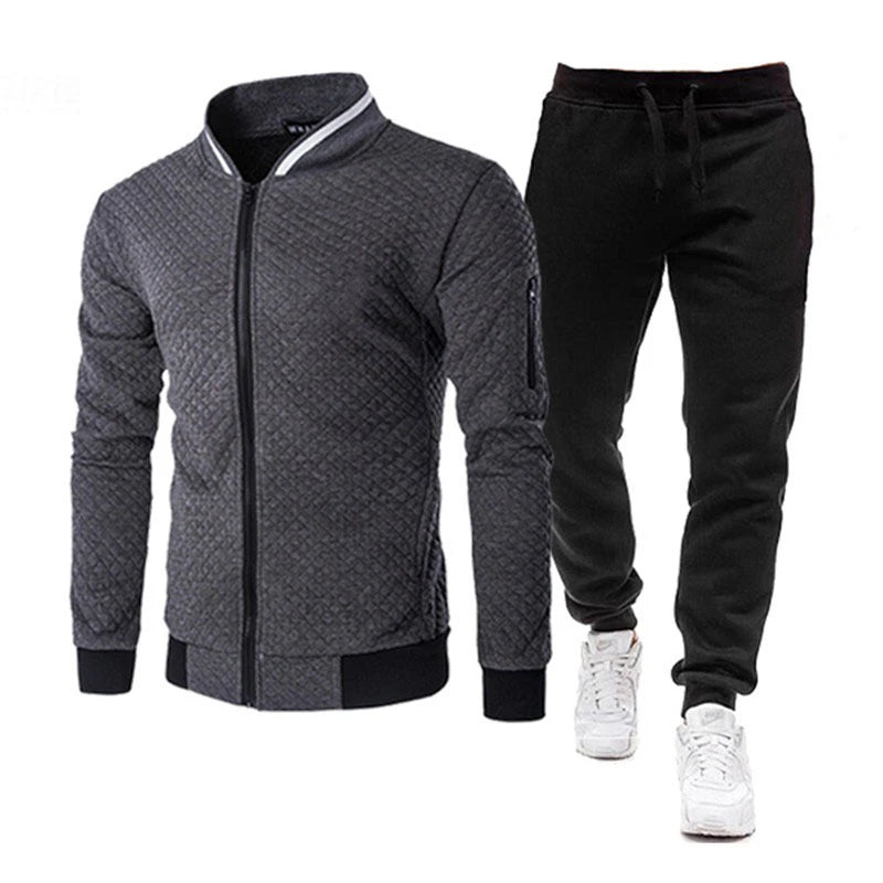 Set di abbigliamento sportivo da uomo Tuta da uomo di marca Abbigliamento sportivo da fitness Due pezzi Giacca a maniche lunghe + Pantaloni Tuta da uomo casual