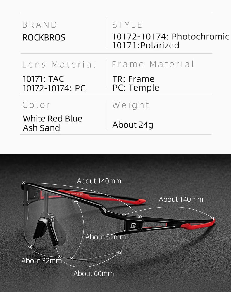 Rockbros Occhiali Da Ciclismo Fotocromatici Con Montatura Integrata Per Miopia Polarizzata Occhiali Da Sole Uomo Donna