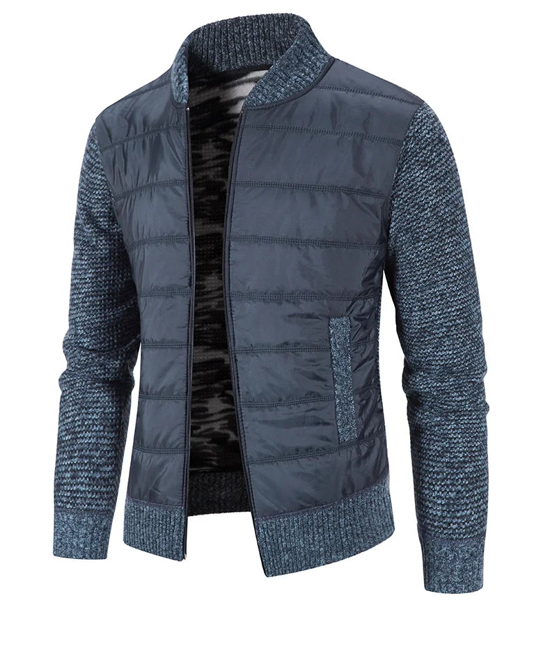 Giacca Uomo Invernale Spessa In Pile Con Zip Intera Antivento Collo A O In Maglia Calda