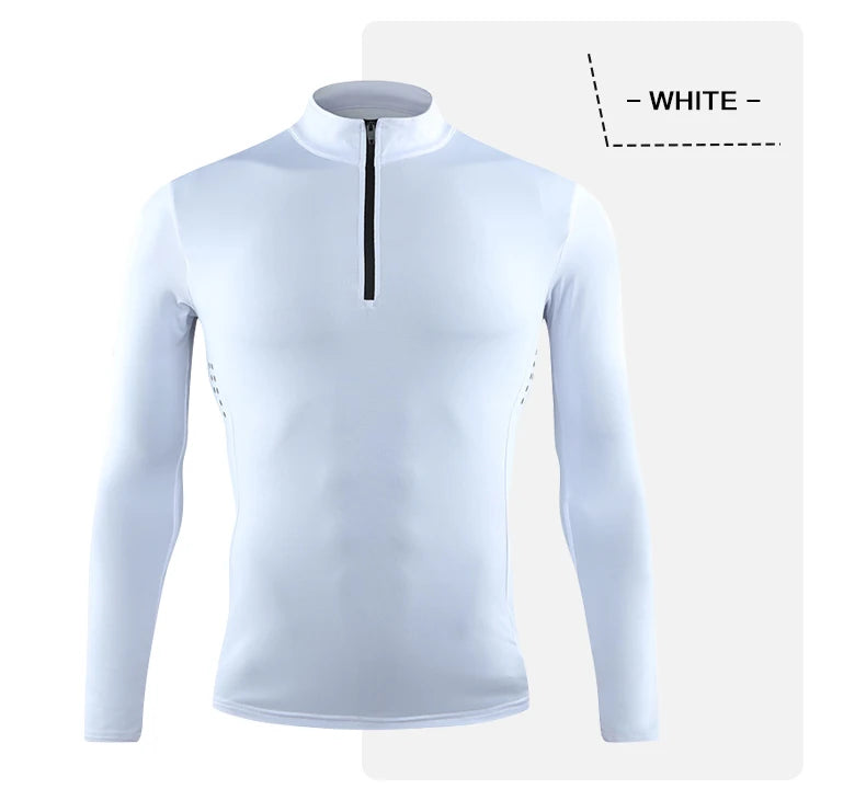 T Shirt Sportiva Da Uomo Manica Lunga Per Palestra E Corsa In Compressione Abbigliamento Sportivo Zip Pullover Rashguard