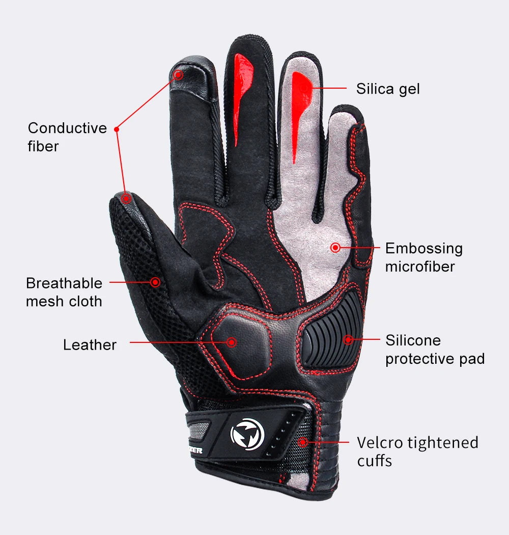 Guanti Estivi Lexin da Uomo per Moto Traspiranti Protezione Mani Design Touchscreen Equitazione Ciclismo
