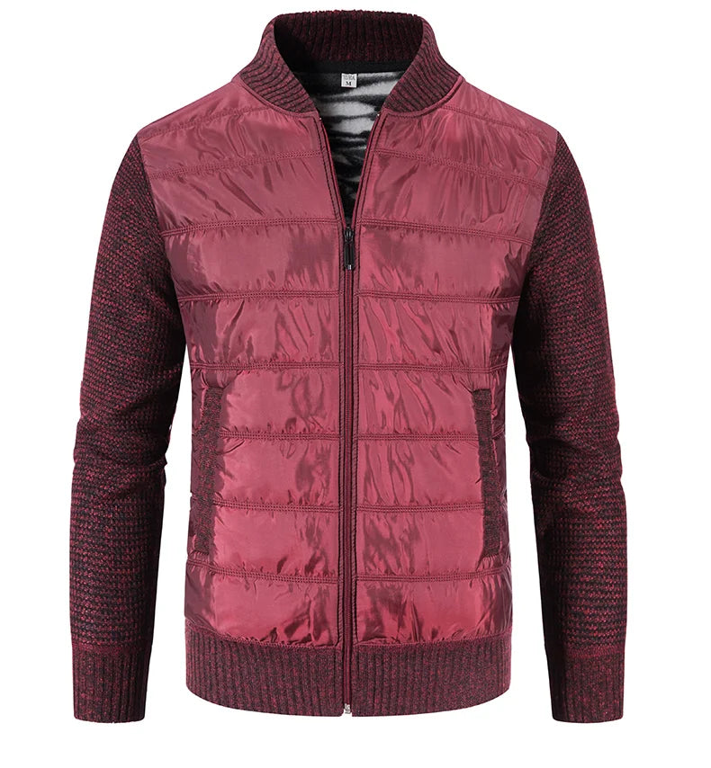 Giacca Uomo Invernale Spessa In Pile Con Zip Intera Antivento Collo A O In Maglia Calda