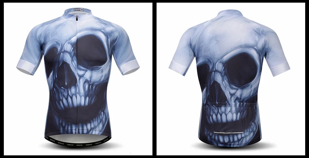 Jersey Da Ciclismo Uomo Skull Traspirante Estate Quick Dry Anti Sudore Riflettente Con Tasche MTB
