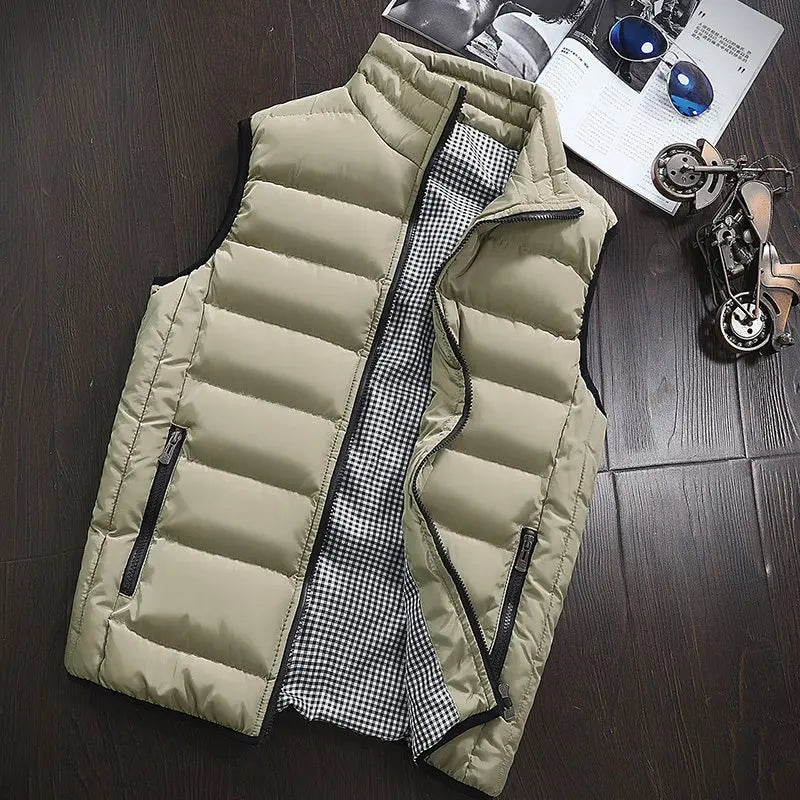 Gilet Da Uomo Imbottito In Cotone Con Colletto Mandarino Senza Maniche Moda Invernale Abbigliamento Casual Grande Taglia