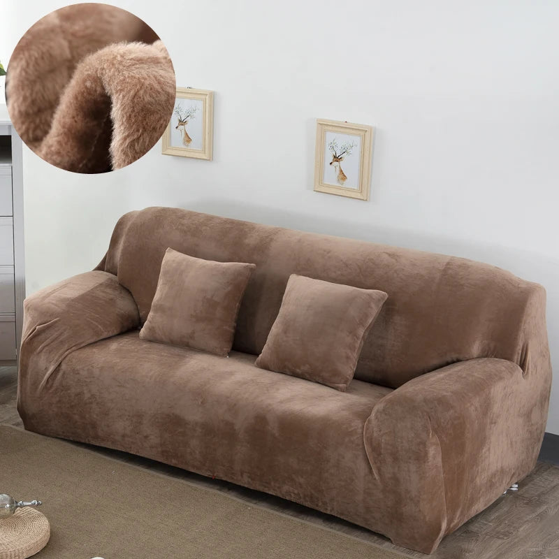Copridivano In Tessuto Peluche Grigio Solido Protezione Mobili Antipolvere Antiscivolo Spesso In Velluto