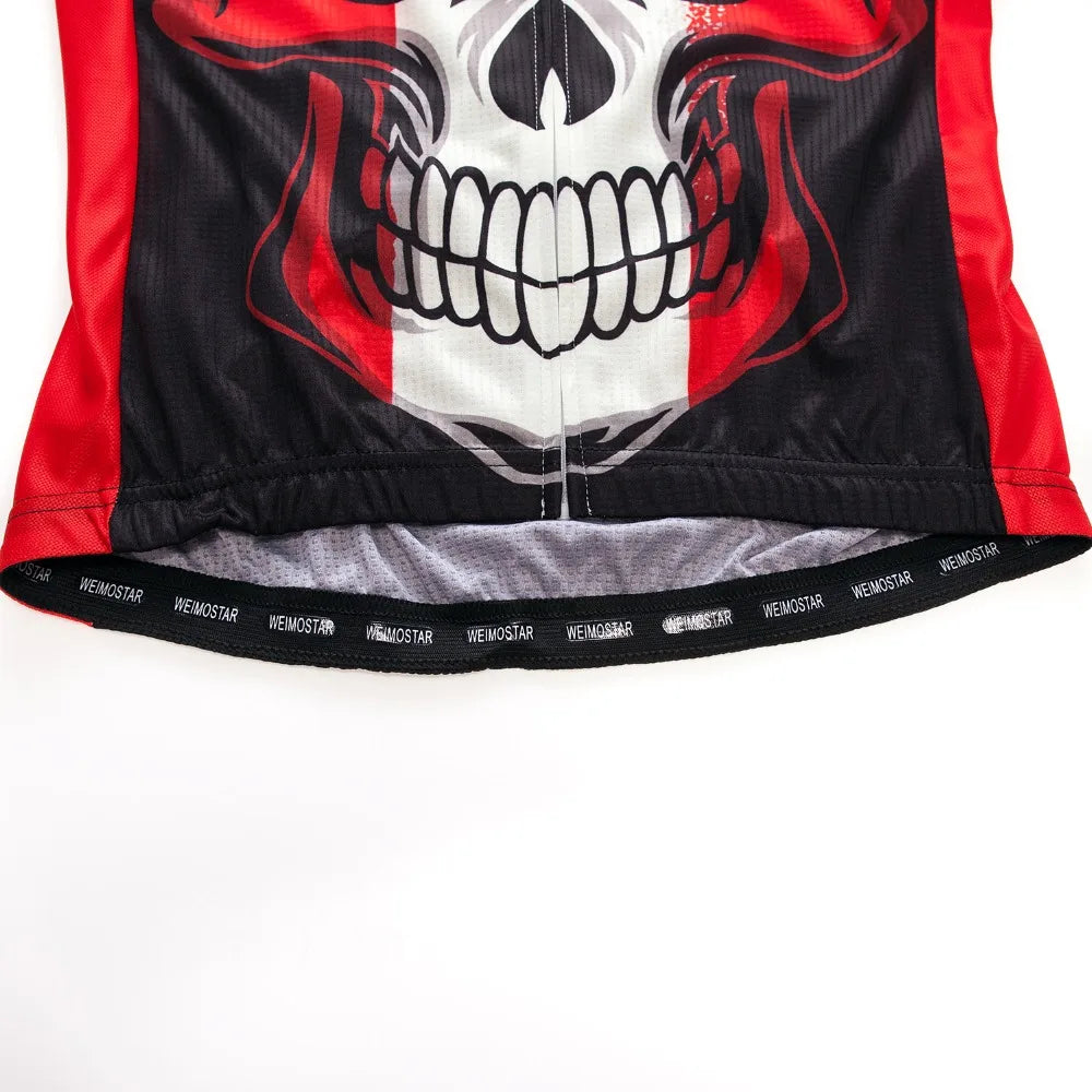 Maglia Da Ciclismo Da Uomo Mountain Bike Manica Corta Pro MTB Team Road Tops Canada Francia Russia Teschio Rosso