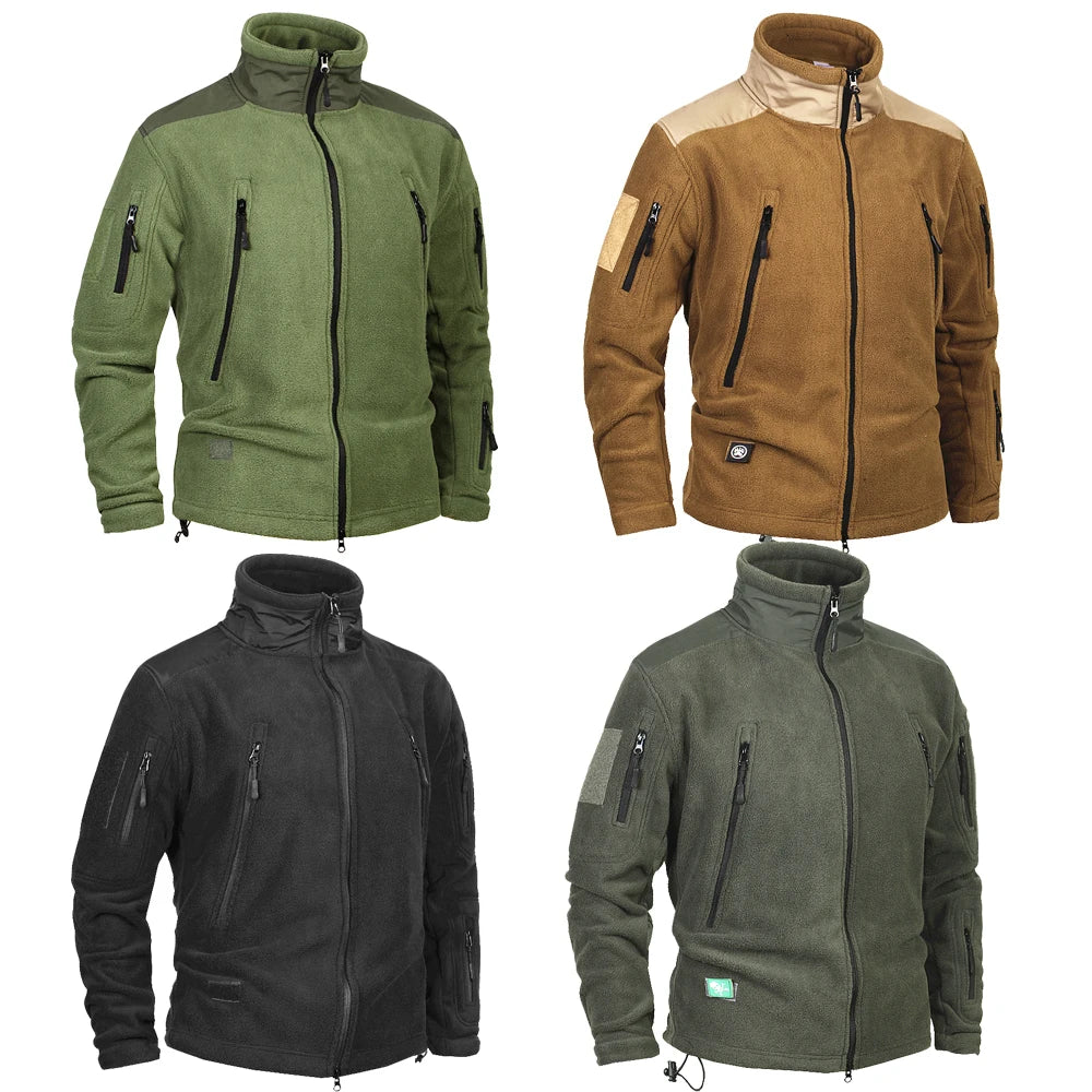 Mege Abbigliamento Uomo Giacca In Pile Patchwork Militare Tasche Multiple Polartec Caldo