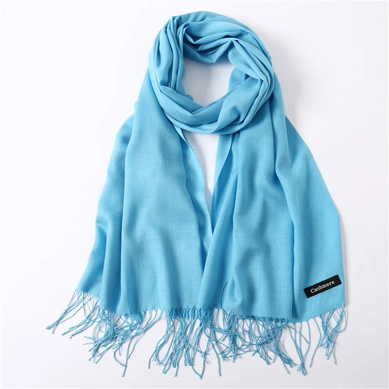 Sciarpa di Pashmina da Donna Morbida Cashmere Foulard Viaggio Ufficio Inverno Caldo Hijab Solido Avvolge Bandana