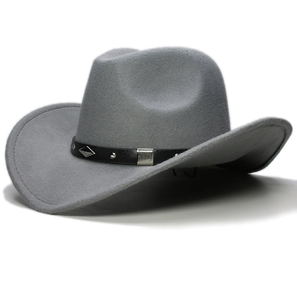Cappello Coordinato In Feltro In Genitore Figlio Unisex Con Tesa Larga Geometria Retrò Cappello Da Cowboy Western