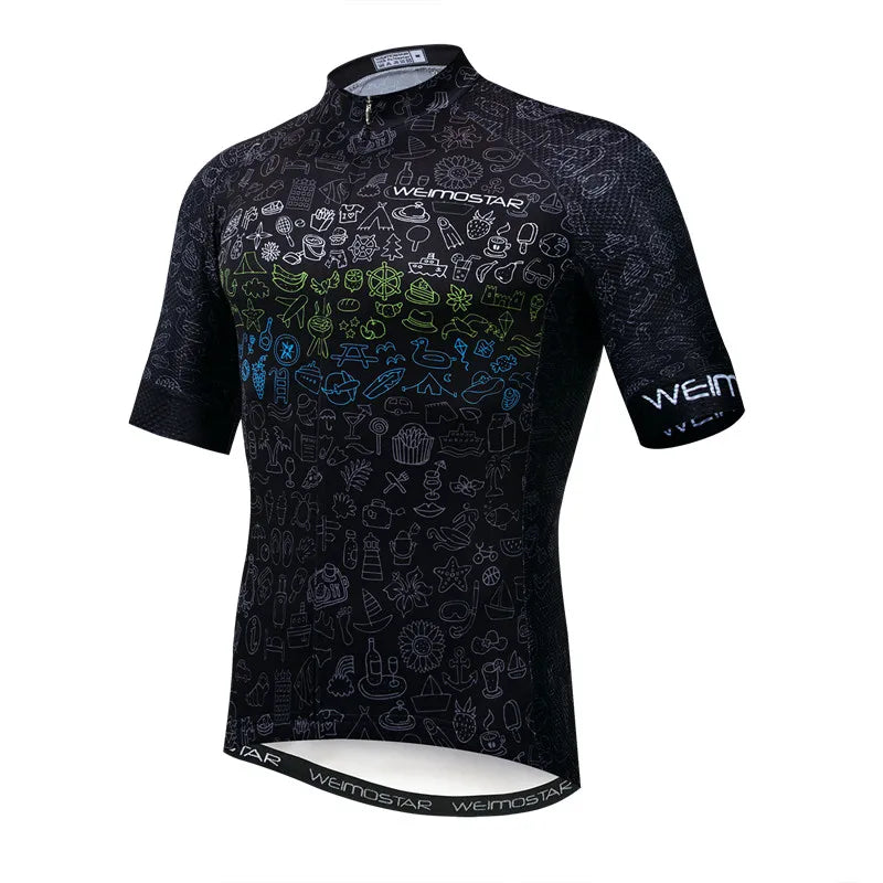 Weimostar Top Verde Maglia da Ciclismo Uomo con Design Divertente Cookie Traspirante Tasche