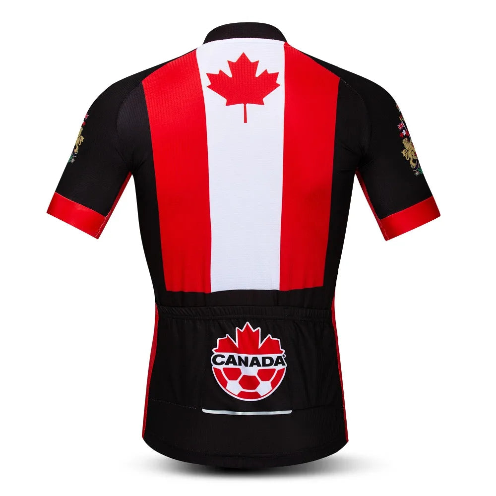 Maglia Da Ciclismo Da Uomo Mountain Bike Manica Corta Pro MTB Team Road Tops Canada Francia Russia Teschio Rosso