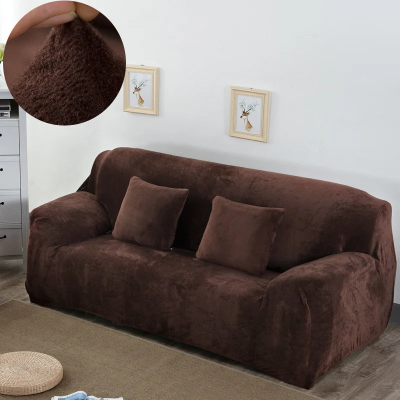 Copridivano In Tessuto Peluche Grigio Solido Protezione Mobili Antipolvere Antiscivolo Spesso In Velluto