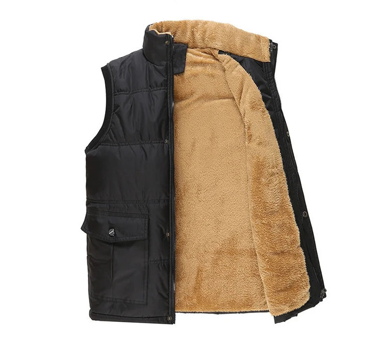 Gilet Termico Da Uomo In Pile Caldo Autunno Inverno Senza Maniche Antivento Nero Blu Scuro 7XL