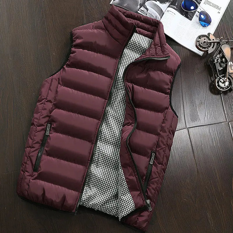Gilet Da Uomo Imbottito In Cotone Con Colletto Mandarino Senza Maniche Moda Invernale Abbigliamento Casual Grande Taglia