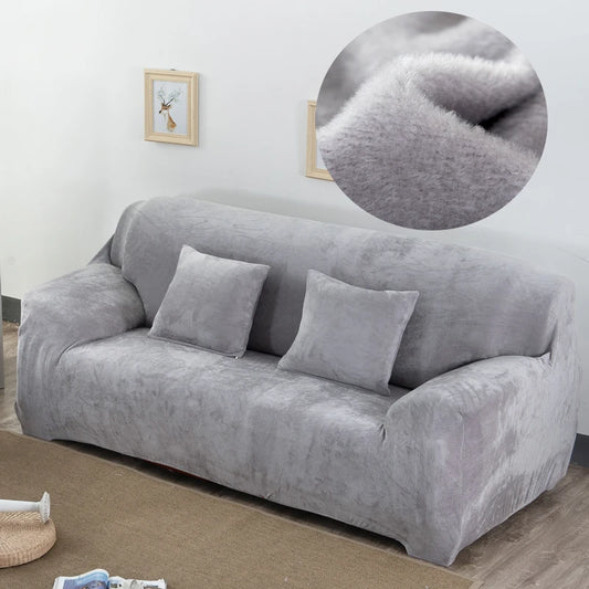 Copridivano In Tessuto Peluche Grigio Solido Protezione Mobili Antipolvere Antiscivolo Spesso In Velluto