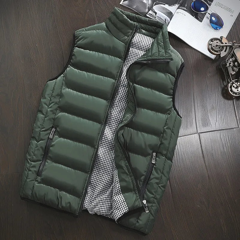 Gilet Da Uomo Imbottito In Cotone Con Colletto Mandarino Senza Maniche Moda Invernale Abbigliamento Casual Grande Taglia