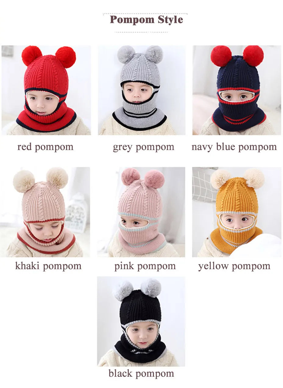 Cappellino Passamontagna Invernale Per Neonati E Bambini Con Fodera In Pile E Orecchie Da Gatto HT073