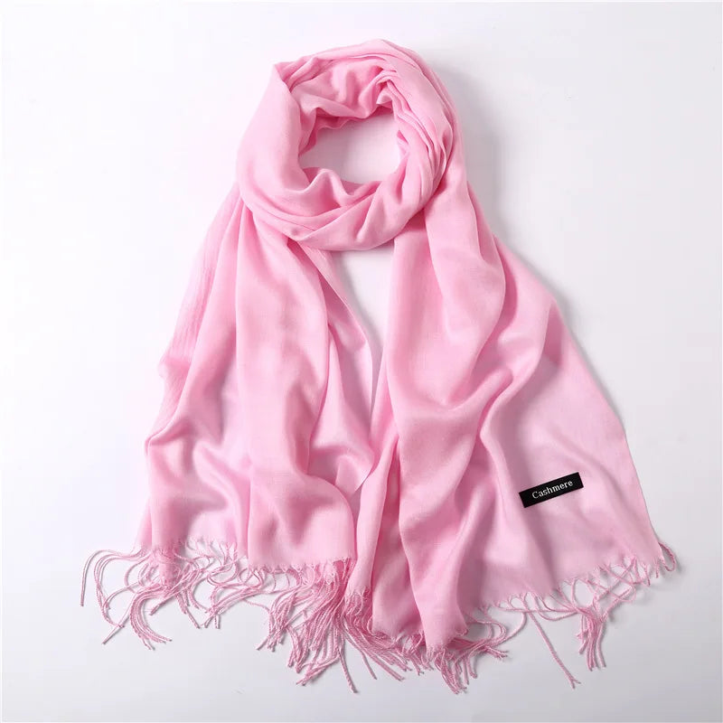 Sciarpa di Pashmina da Donna Morbida Cashmere Foulard Viaggio Ufficio Inverno Caldo Hijab Solido Avvolge Bandana